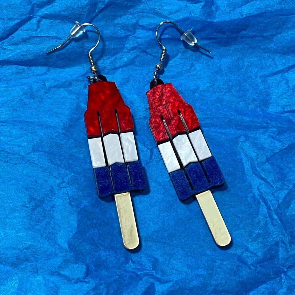 Summer Rocket Pop Popsicle Earrings - Acrylic